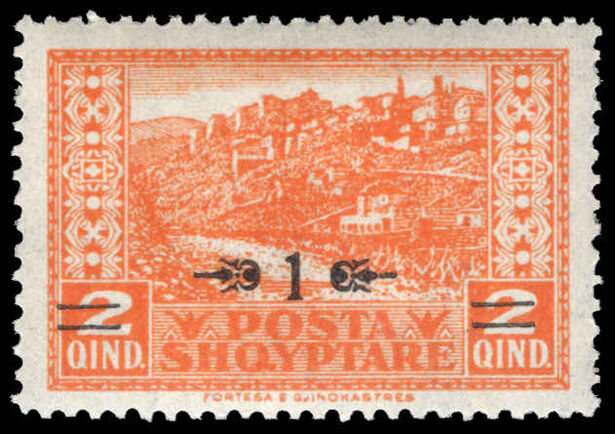 Albania 1924 1 on 2q orange unmounted mint.