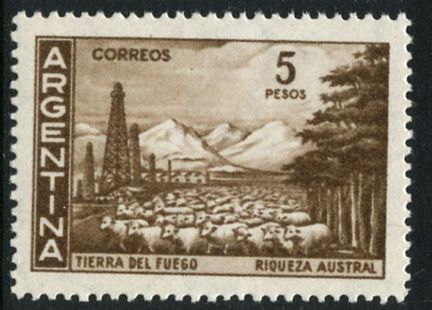 Argentina 1959 5p Tierra del Fuego wmk RA unmounted mint.