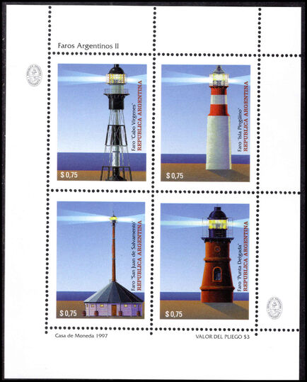 Argentina 1997 Lighthouses sheetlet unmounted mint.