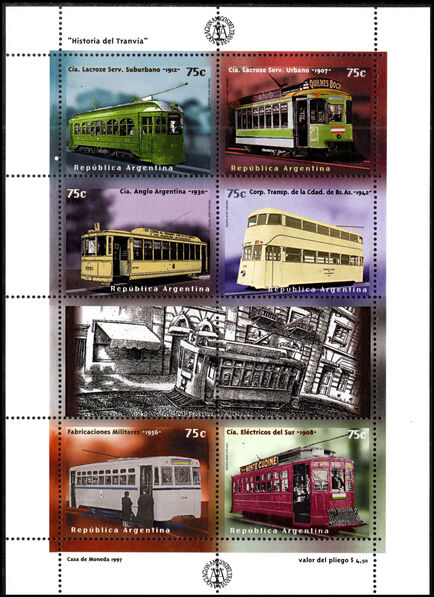 Argentina 1997 Centenary of First Electric Tramway in Buenos Aires sheetlet unmounted mint.