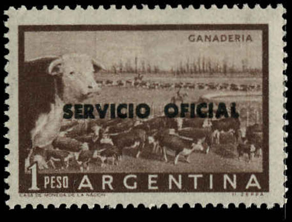 Argentina 1959 1peso official black overprint unmounted mint.
