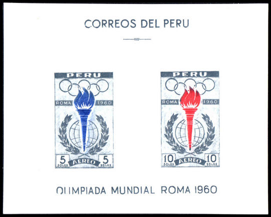 Peru 1961 Olympics souvenir sheet lightly mounted mint.