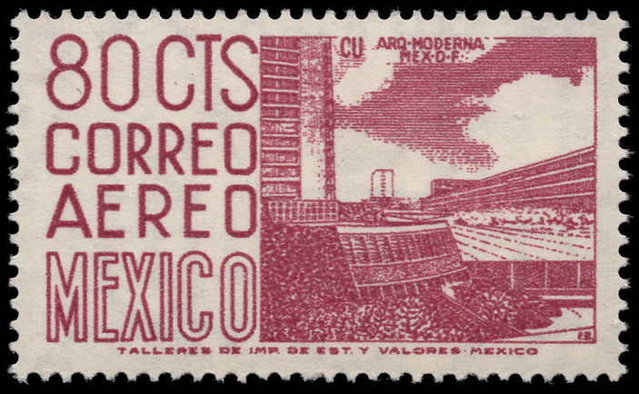 Mexico 1962-75 80c University City ordinary paper perf 14 wmk multi MEX-MEX photogravure unmounted mint.