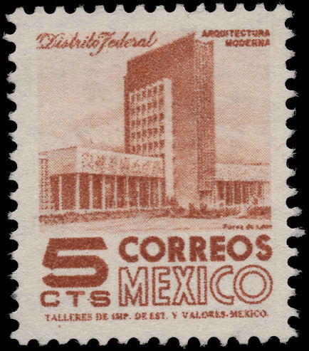 Mexico 1953-76 5c Mexico City ordinary paper wmk multi MEX-MEX unmounted mint.