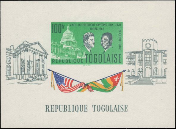 Togo 1962 J F Kennedy souvenir sheet unmounted mint.