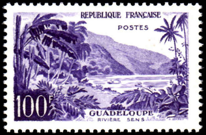 France 1959 100fr Gualeloupe unmounted mint.