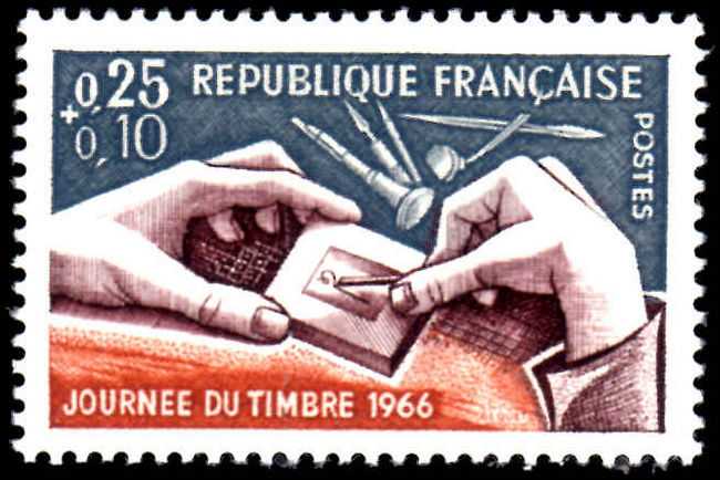 France 1966 Stamp Day unmounted mint.