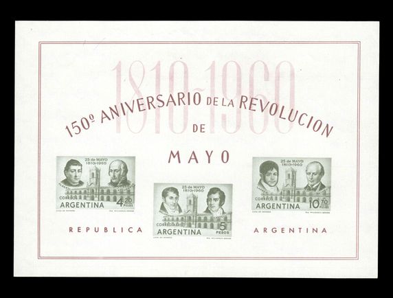 Argentina 1960 May Revolution green souvenir sheet unmounted mint. 