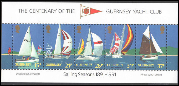 Guernsey 1991 Yacht club souvenir sheet unmounted mint.