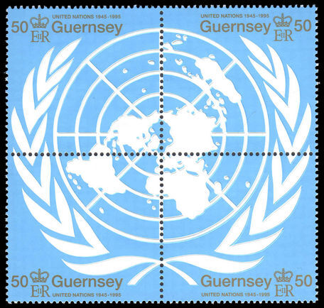 Guernsey 1995 United Nations block unmounted mint.