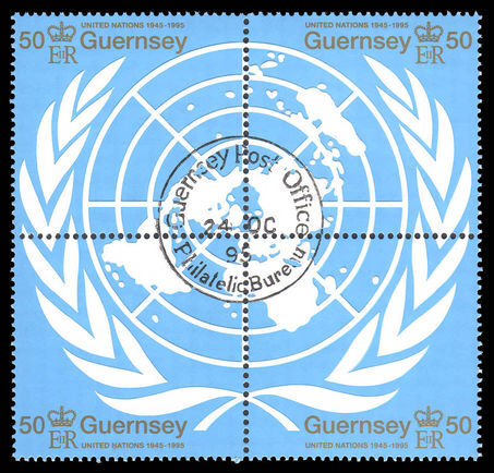 Guernsey 1995 United Nations block fine used.