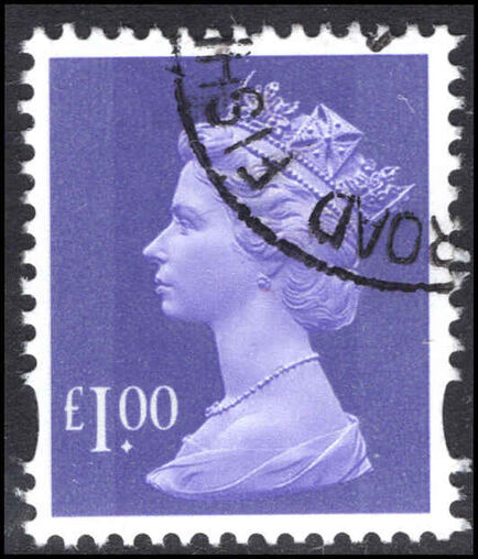 Y1743  £1 bluish violet 2 bands elliptical hole photogravure fine used.