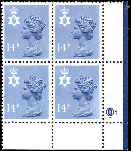 Northern Ireland 1971-93 14p Grey-blue Questa Litho block of 4 unmounted mint.