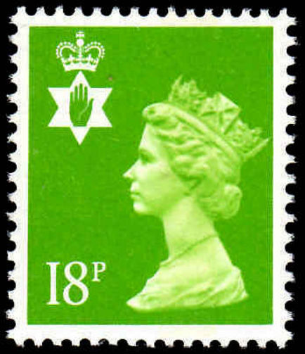 Northern Ireland 1971-93 18p bright green Questa Litho perf 15x14 unmounted mint.