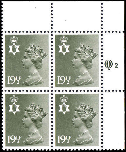 Northern Ireland 1971-93 19½p olive-grey Questa Litho block of 4 unmounted mint. 