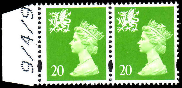 Wales 1998 20p bright green without p scarce wide printing (see footnote in Spec cat) unmounted mint. 