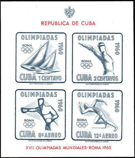 Cuba 1960 Olympics souvenir sheet lightly mounted mint.