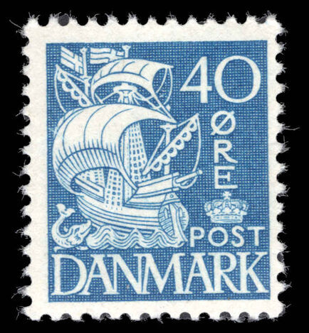 Denmark 1933-41 40ø blue Caravel unmounted mint.