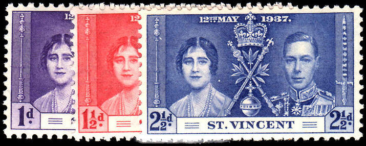 St Vincent 1937 Coronation set lightly mounted mint.