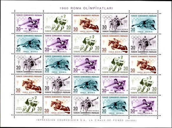 Turkey 1960 Olympics sheet unmounted mint.