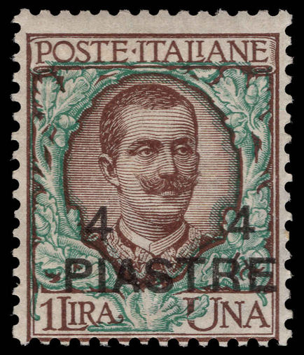 Italian PO's Constantinople 1908 4pi on 1l fourth printing mounted mint.