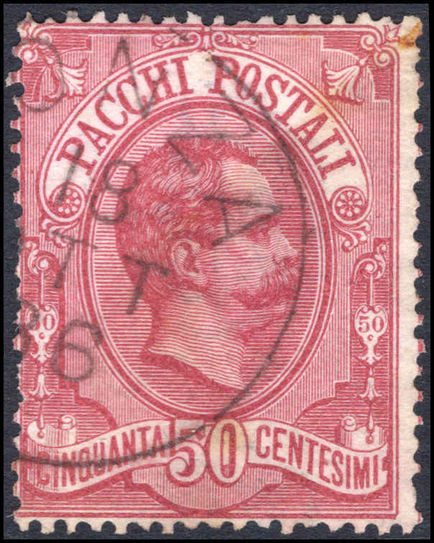 Italy 1884-86 50c rose parcel post fine used.