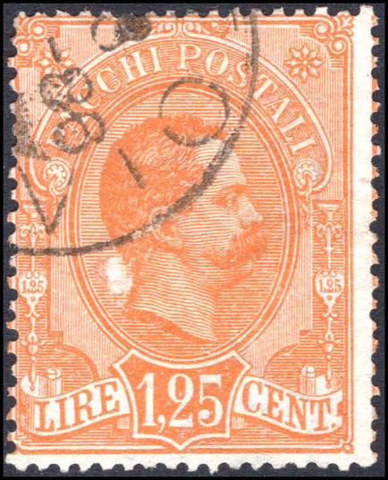 Italy 1884-86 1l25 orange parcel post fine used.