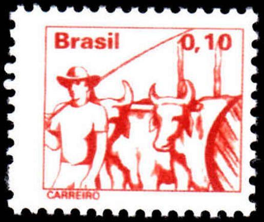 Brazil 1976-79 10c Ox-cart driver unmounted mint.