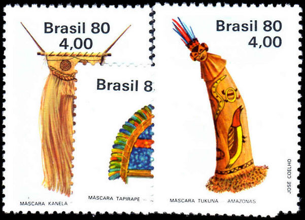 Brazil 1980 Ritual Masks unmounted mint.