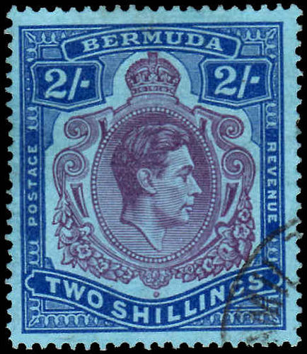 Bermuda 1938-53 2/- deep purple & ultramarine on grey-blue good used.