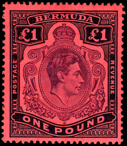 Bermuda 1938-53 £1 pale purple and black on pale red unmounted mint.