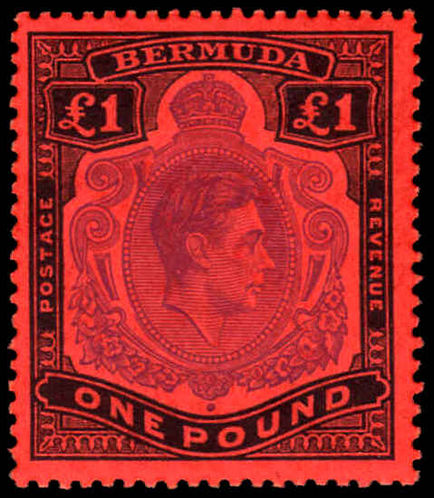 Bermuda 1938-53 £1 bright violet & black on scarlet perf 13 unmounted mint.