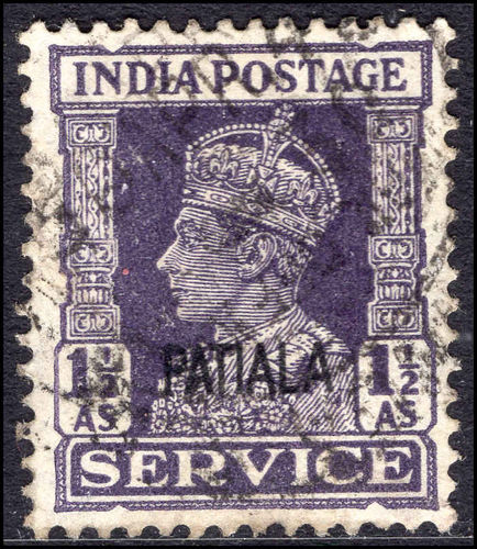 Patiala 1939-44 1½a official fine used.
