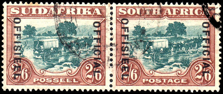 South Africa 1934 2/6 official opt 21mm fine used.