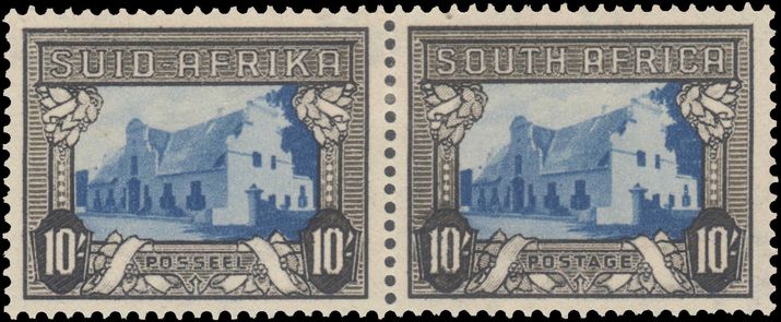 South Africa 1933-48 10sh blue and sepia lightly mounted mint.