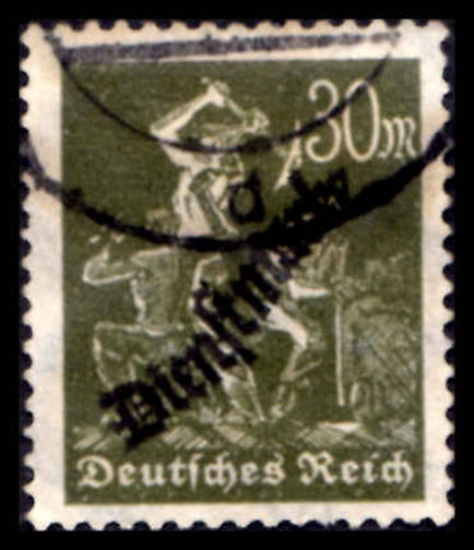 Germany 1923 30pf Official forged cancel cat £48 as genuine handstamped on reverse Stempelfalschung Infla.