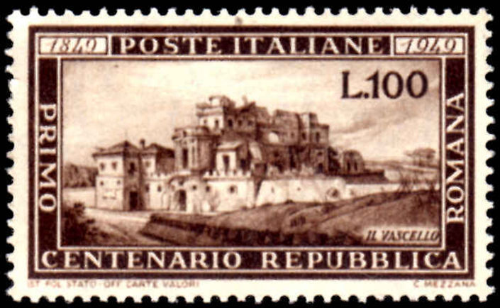 Italy 1949 Roman Republic (toned) lightly mounted mint.