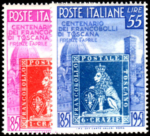 Italy 1951 Tuscan Stamp Anniversary mint lightly hinged.