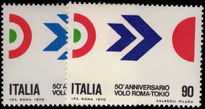 Italy 1970 Rome-Tokyo flight unmounted mint.