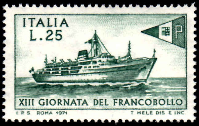 Italy 1971 Stamp Day Ship unmounted mint.