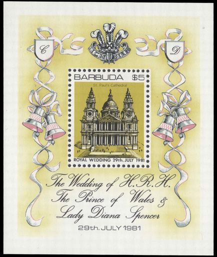 Barbuda 1981 Royal Wedding 1st issue souvenir sheet unmounted mint.