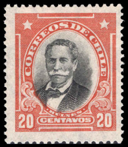Chile 1928-30 20c black and orange-red shaded background unmounted mint.