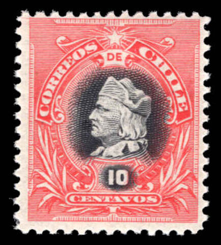Chile 1901-04 10c black and red lightly mounted mint.