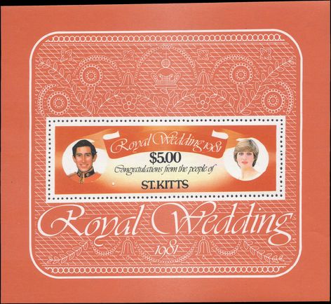 St Kitts 1981 Royal Wedding souvenir sheet unmounted mint.