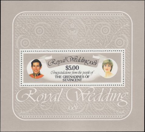 St Vincent Grenadines 1981 Royal Wedding souvenir sheet unmounted mint.