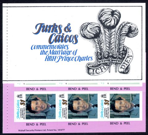Turks & Caicos Islands 1981 Royal Wedding exploded booklet unmounted mint.