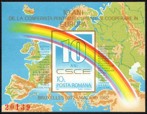 Romania 1982 Security Conference souvenir sheet unmounted mint.