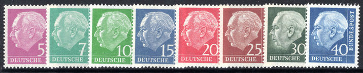 West Germany 1954-60 Heuss set fluorescent paper unmounted mint.