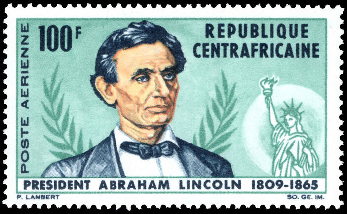 Central African Republic 1965 Death Centenary of Abraham Lincoln unmounted mint.