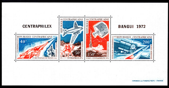Central African Republic 1972 CENTRAPHILEX Stamp Exhibition souvenir sheet unmounted mint.